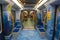 Milan underground colored trains