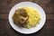 Milanese risotto with saffron and braised veal