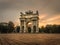 Milano city center arco della pace at sunset