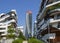 Milano, Italy. City life. Hadid Residences and Generali tower. Luxurious apartments. Modern architecture. Eco friendly flats