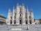 Milano, Italy. The main facade of the Dome and the square. The famous Cathedral in Milan. The church is a main landmark