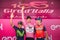 Milano, Italy May 28, 2017: The final podium of the Tour of Italy 2017 after 21 days of race.