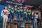 Milano, Italy May 28, 2017: Full team Movistar on the podium celebrates the end of the Tour of Italy 2017