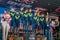 Milano, Italy May 28, 2017: Full team Movistar on the podium celebrates the end of the Tour of Italy 2017