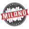 Milano Italy Round Travel Stamp Icon Skyline City Design. Seal Badge vector Illustration.