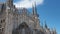 Milano, Italy. Scaffolding for cleaning the spires of white marble that adorn the entire cathedral