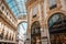 Milano Shopping Mall Galleria Vittorio Emanuele 2 in Italy. Prada boutique.