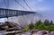 The Mile-High Swinging Bridge in fog, at Grandfather Mountain, N