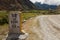 Milestone near the road in annapurna area.