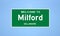 Milford, Delaware city limit sign. Town sign from the USA.