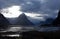 Milford Sound at low tide in winter sunset