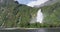 Milford Sound Waterfall in Fiordland National Park, Bowen Falls, New Zealand