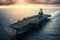 A military aircraft carrier ship created with generative AI technology