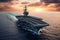A military aircraft carrier ship created with generative AI technology
