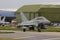 Military aircraft, eurofighter, typhoon on the runway.