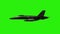 Military Aircraft On Green Screen Background Animation. Side view. Realistic 3d animation