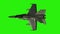 Military Aircraft On Green Screen Background Animation. Top view. Realistic 3d animation