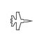 Military aircraft line icon, jet fighter outline logo ill