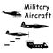 Military Aircraft Planes Helicopter. Pictogram depicting aircraft machines used in aerial warfare such as fighter jets and helicop