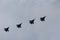 Military aircrafts in the sky over the city of St. Petersburg on the holiday of the day of the Navy of Russia