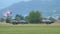 Military airplanes take off in close formation. Skilled armed forces pilots