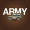 Military army car vector banner with ground forces battle offroad machine. Regular army car vector illustration. Idea of