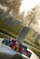 Military Award Ribbons and Dog Tags on Veteran Tombstone