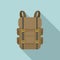Military backpack icon, flat style