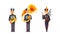 Military Band Member in Parade Uniform Playing Musical Instrument Vector Set