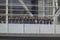 A military band of trumpeters performs on the balcony of the Clinton Presidential Library. Former U.S. President Bill Clinton wil