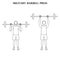 Military barbell press exercise strength workout vector illustration outline