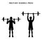 Military barbell press exercise strength workout vector illustration silhouette