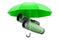 Military binocular under umbrella. 3D rendering