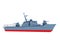 The military boat in flat style battleship.Modern fighting patrol ship.