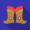 Military boots of the Mongols.part of the national dress of Mongolia.Mongolia single icon in flat style vector symbol