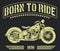 Military Born To Ride vintage motorcycle art