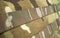 Military camouflage webbing material on a British army MTP rucksack / backpack