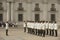 Military of the Carabineros band attend changing guard ceremony in front of the La Moneda presidential palace, Santiago, Chile.