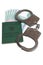 Military card of officer, handcuffs and money isolated