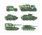 Military cars types flat vector illustrations set