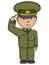 Military cartoon man salutes