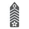 Military chevron glyph icon, uniform and insignia, army badge sign, vector graphics, a solid pattern on a white