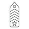 Military chevron thin line icon, uniform and insignia, army badge sign, vector graphics, a linear pattern on a white