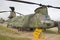 Military chinook helicopter in camouflage colors