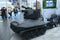 Military combat robot presented on stand