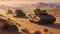 Military Convoy in Desert