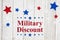 Military Discount message with red, white and blue stars