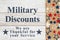 Military Discounts message with stars on a weathered whitewash wood