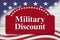 Military Discounts message on USA flag stars and stripes