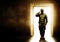 Military, door and soldier salute for leaving home for service, army duty and battle in camouflage uniform. Mockup, war